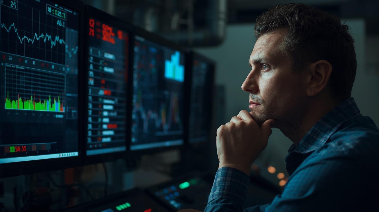 Operator in an industrial control room