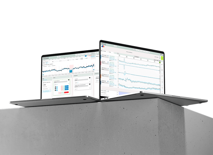 Two screens of a cement rock