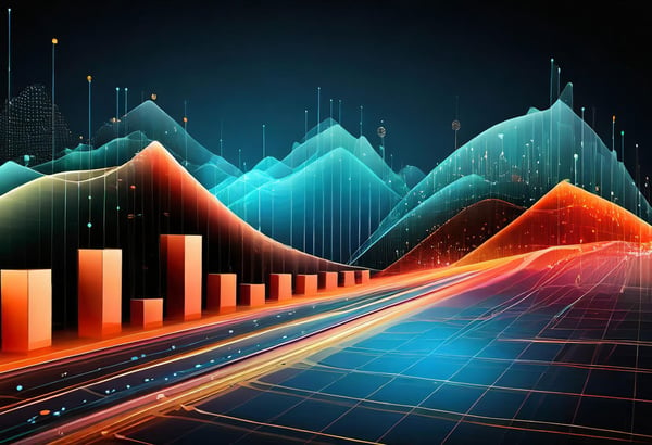 Bar and line chart flowing through time